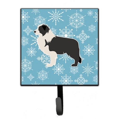 Carolines Treasures Winter Snowflake Black Border Collie Leash or Key Holder BB3523SH4